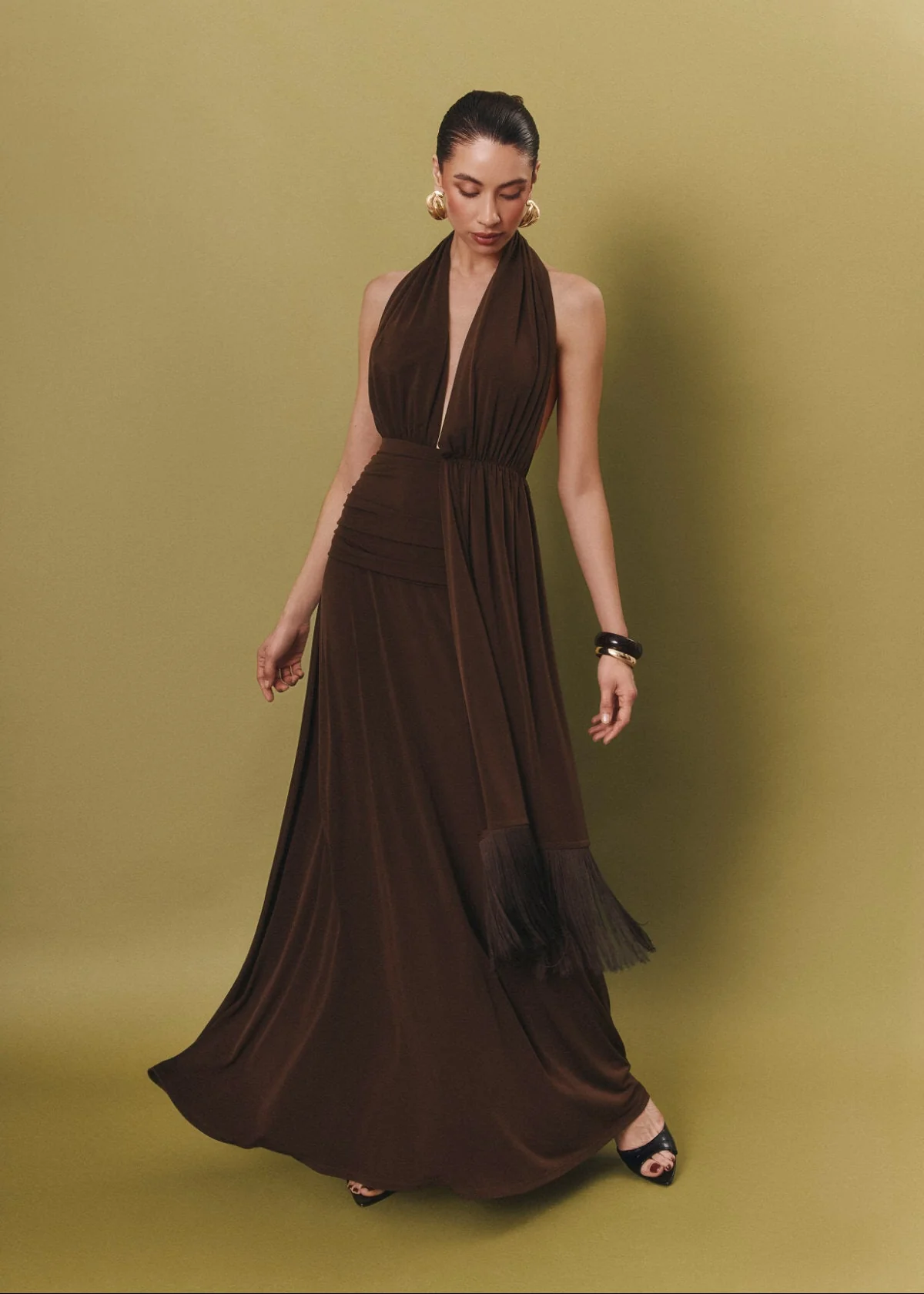 Vestido Palmira marrón chocolate - Image 4