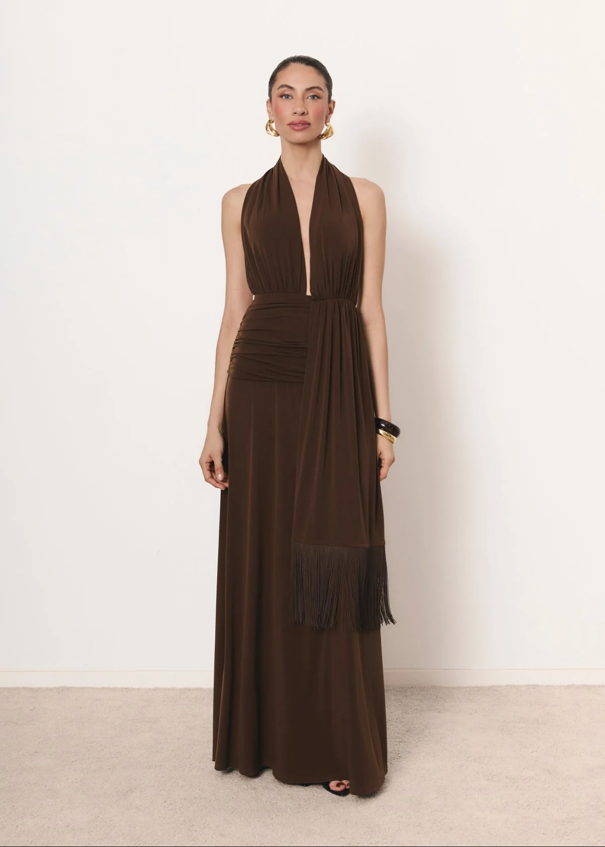 Vestido Palmira marrón chocolate - Image 5